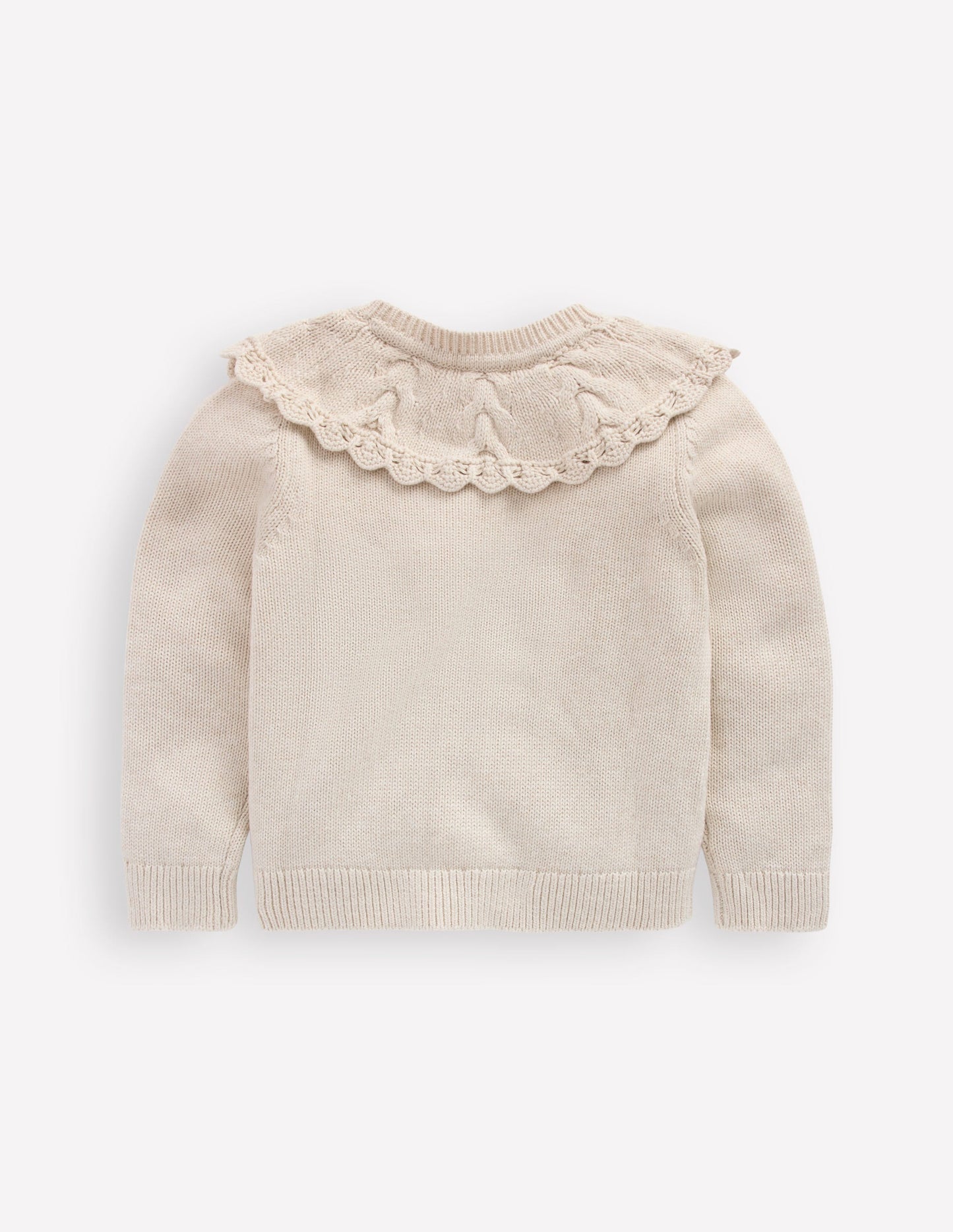 Strickjacke mit bestickter Passe-Beige Meliert