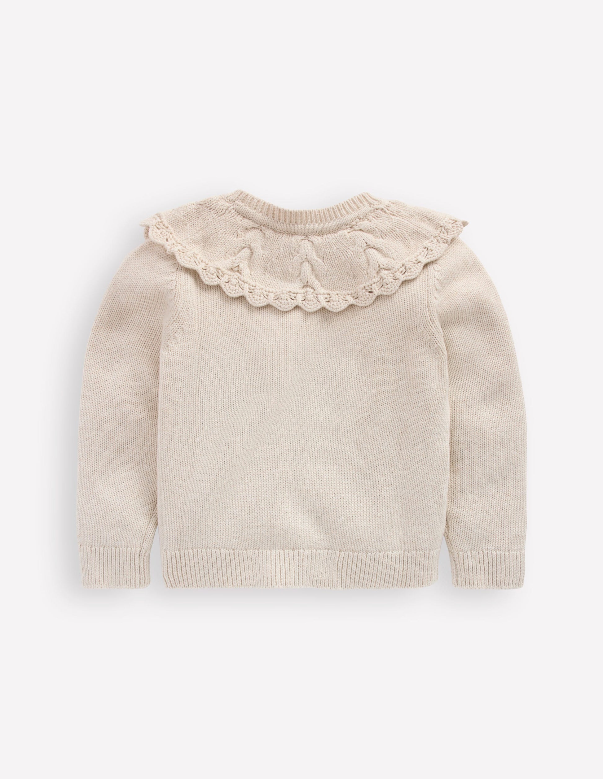 Strickjacke mit bestickter Passe-Beige Meliert-2