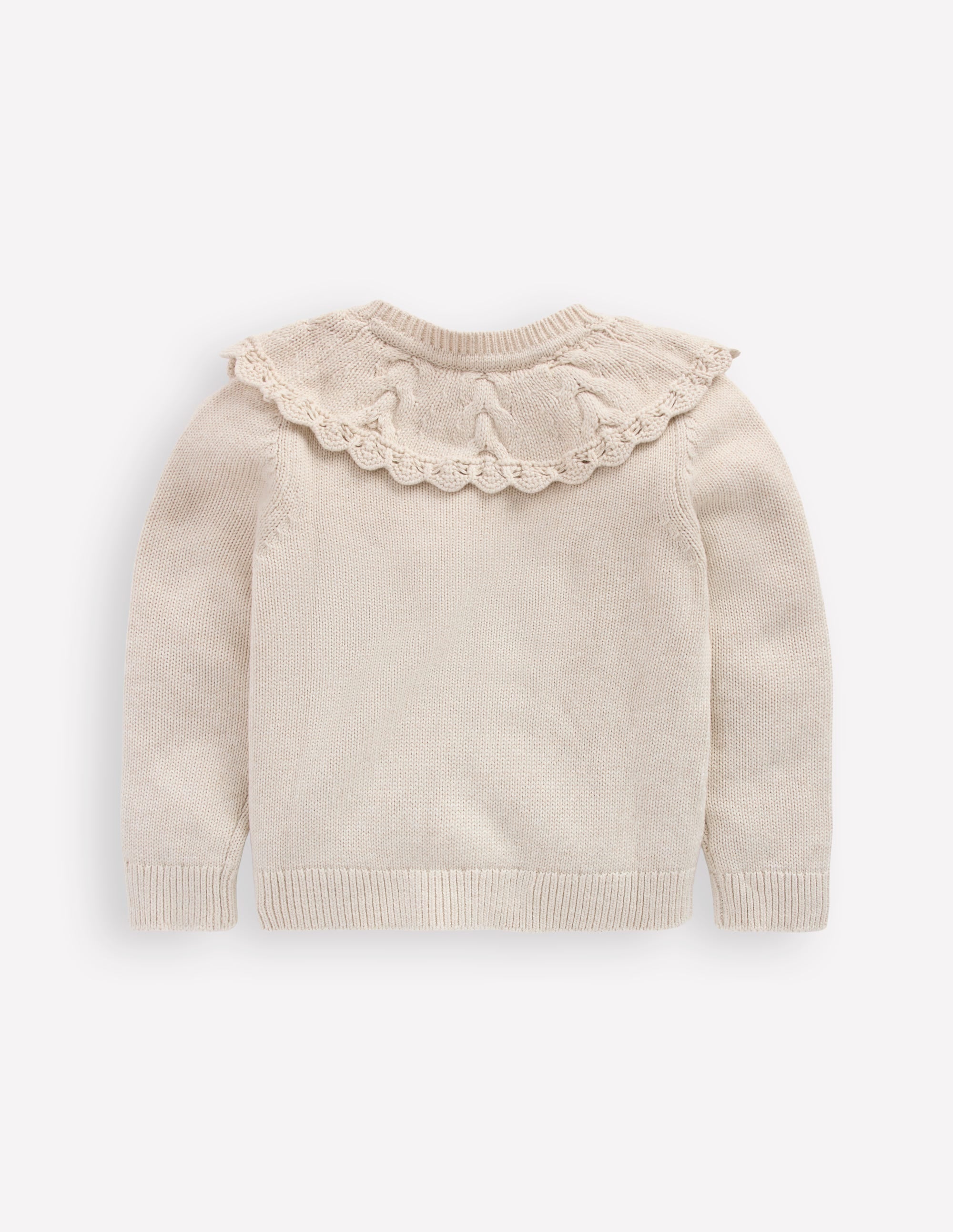Strickjacke mit bestickter Passe-Beige Meliert - Image 2