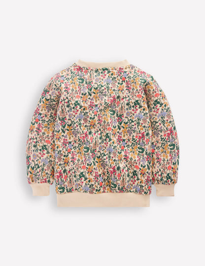 Lockeres, bedrucktes Sweatshirt-Filigranes Blumenmuster-5