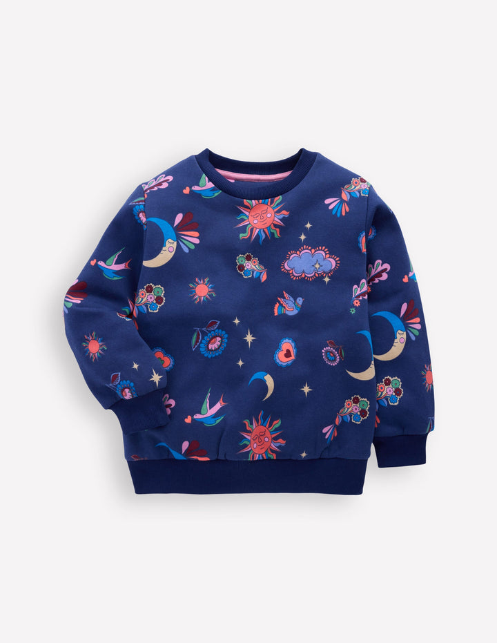 Lockeres, bedrucktes Sweatshirt-Schuluniform-Marineblau Himmlisch