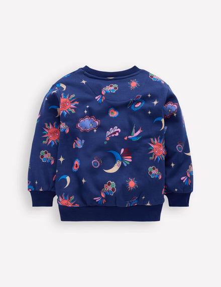 Lockeres, bedrucktes Sweatshirt-Schuluniform-Marineblau Himmlisch