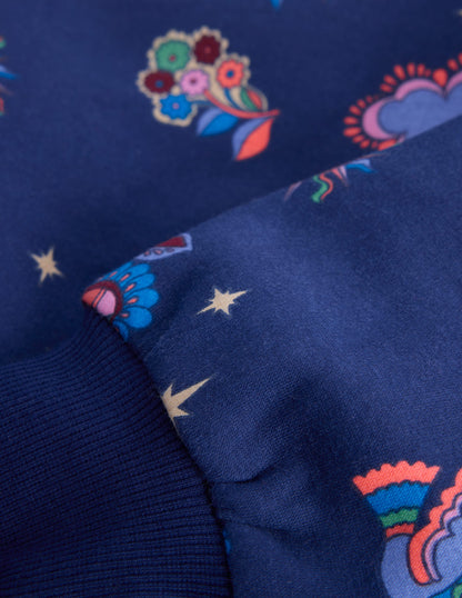 Lockeres, bedrucktes Sweatshirt-Schuluniform-Marineblau Himmlisch-3