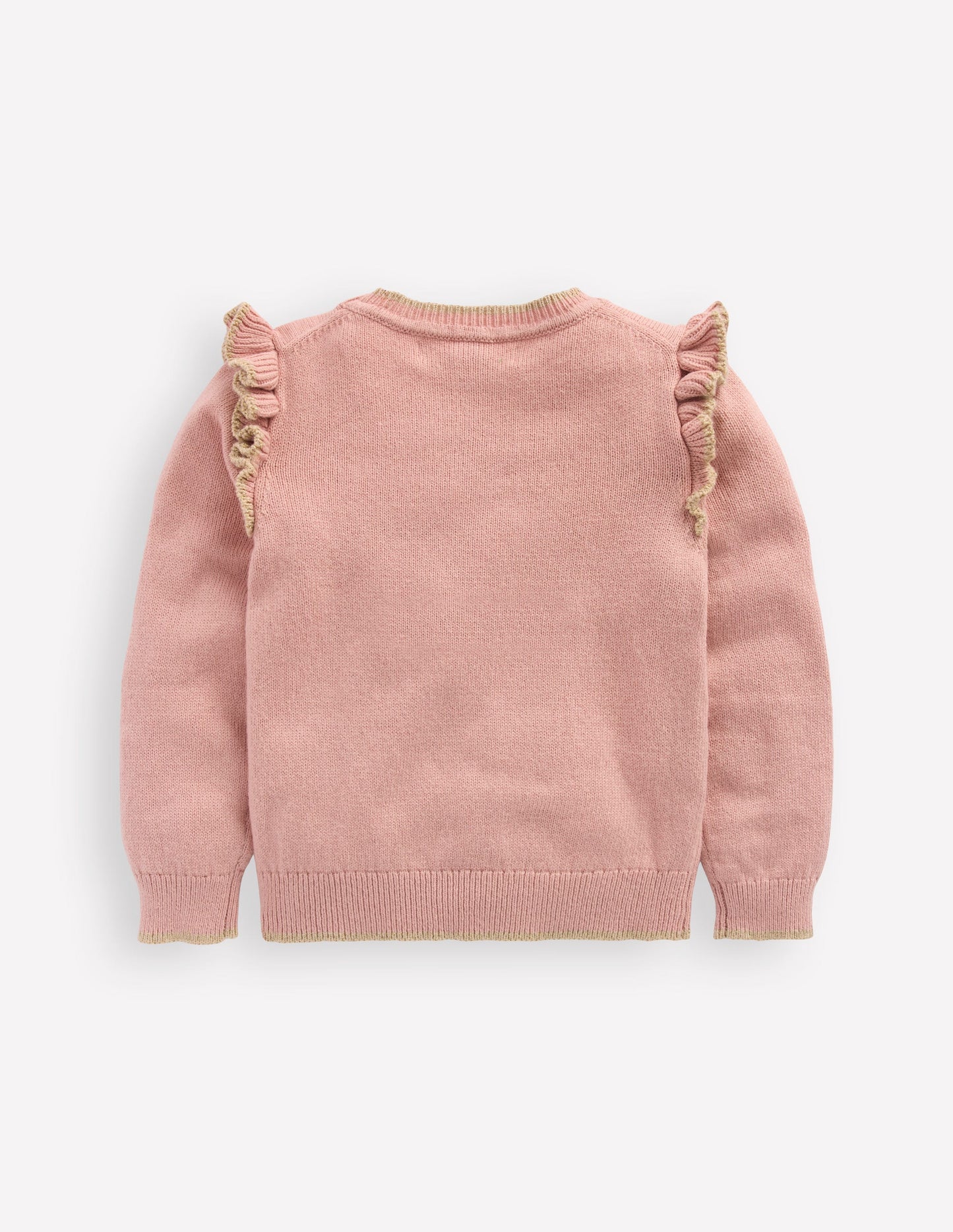 Origineller Rüschenpullover mit Logo-Vintage-Rosa Lebkuchenhaus