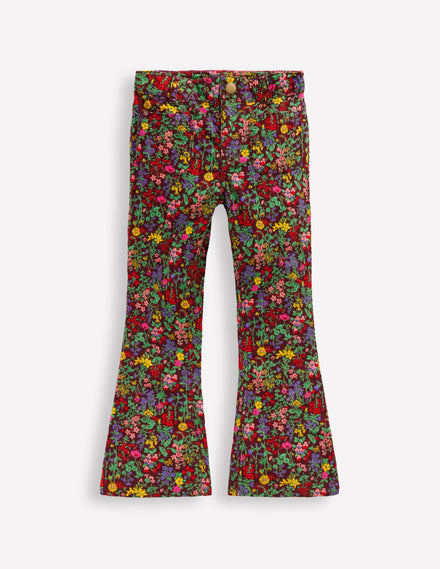 Pantalon évasé imprimé-Motif Flower Meadow châtaigne