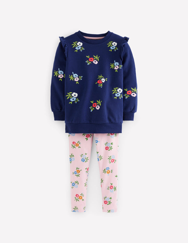 Besticktes Tunika-Set-Schuluniform-Marineblau Stickerei