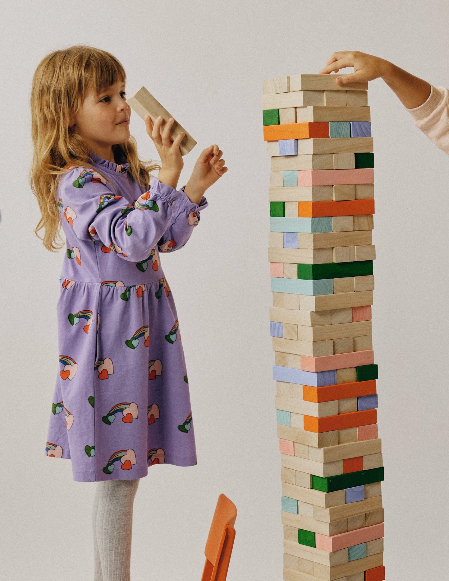 Jerseykleid mit Blousonärmeln-Lila Herz-Regenbogen