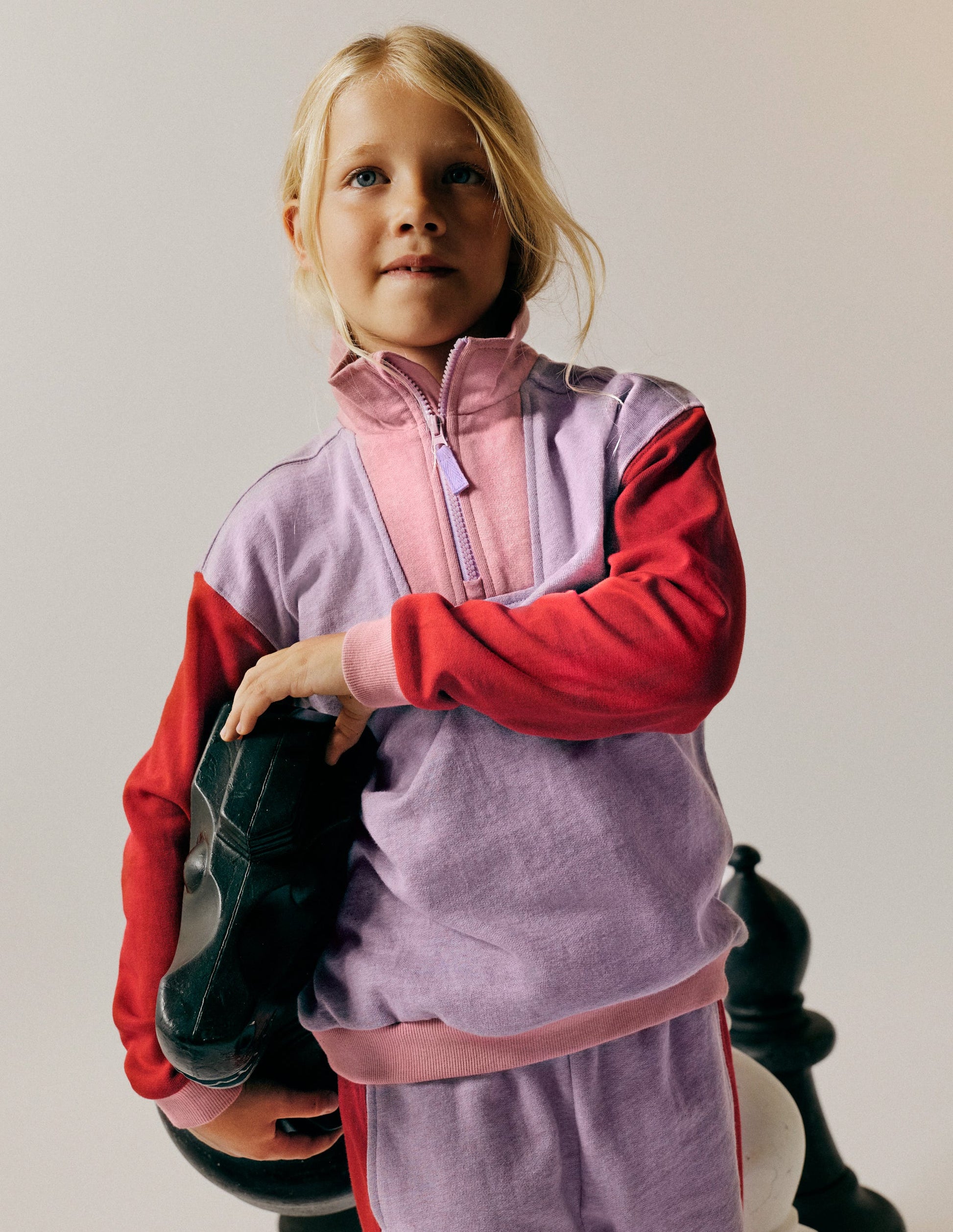 Sweat partiellement zippé-Violet/rouge-1