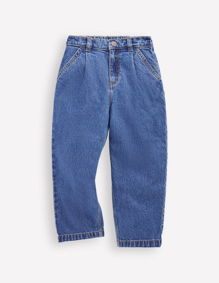 Jeans mit Faltendetail-Mittlere Mischung Denim