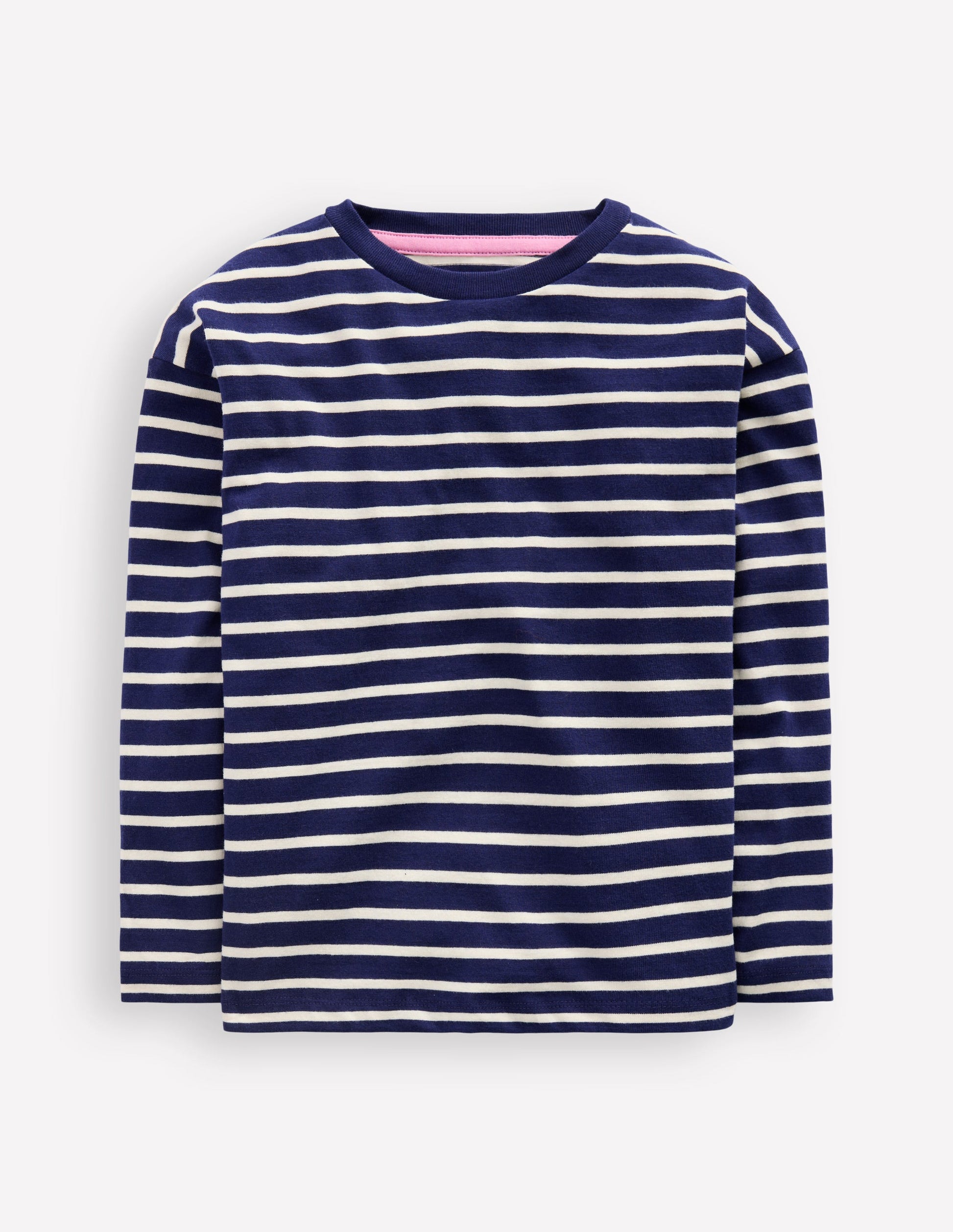 Langärmliges, lockeres Bretonshirt-Marineblau/Naturweiß-2