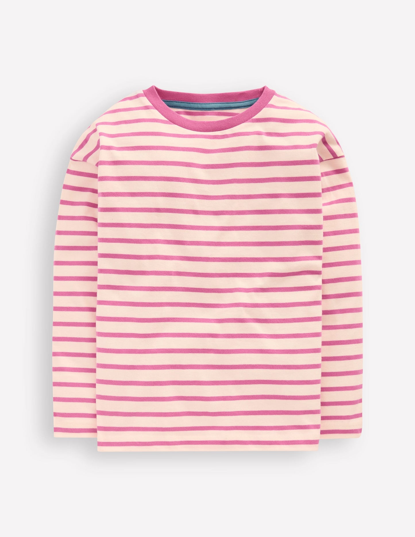Langärmliges, lockeres Bretonshirt-Pink/Haferbeige Meliert