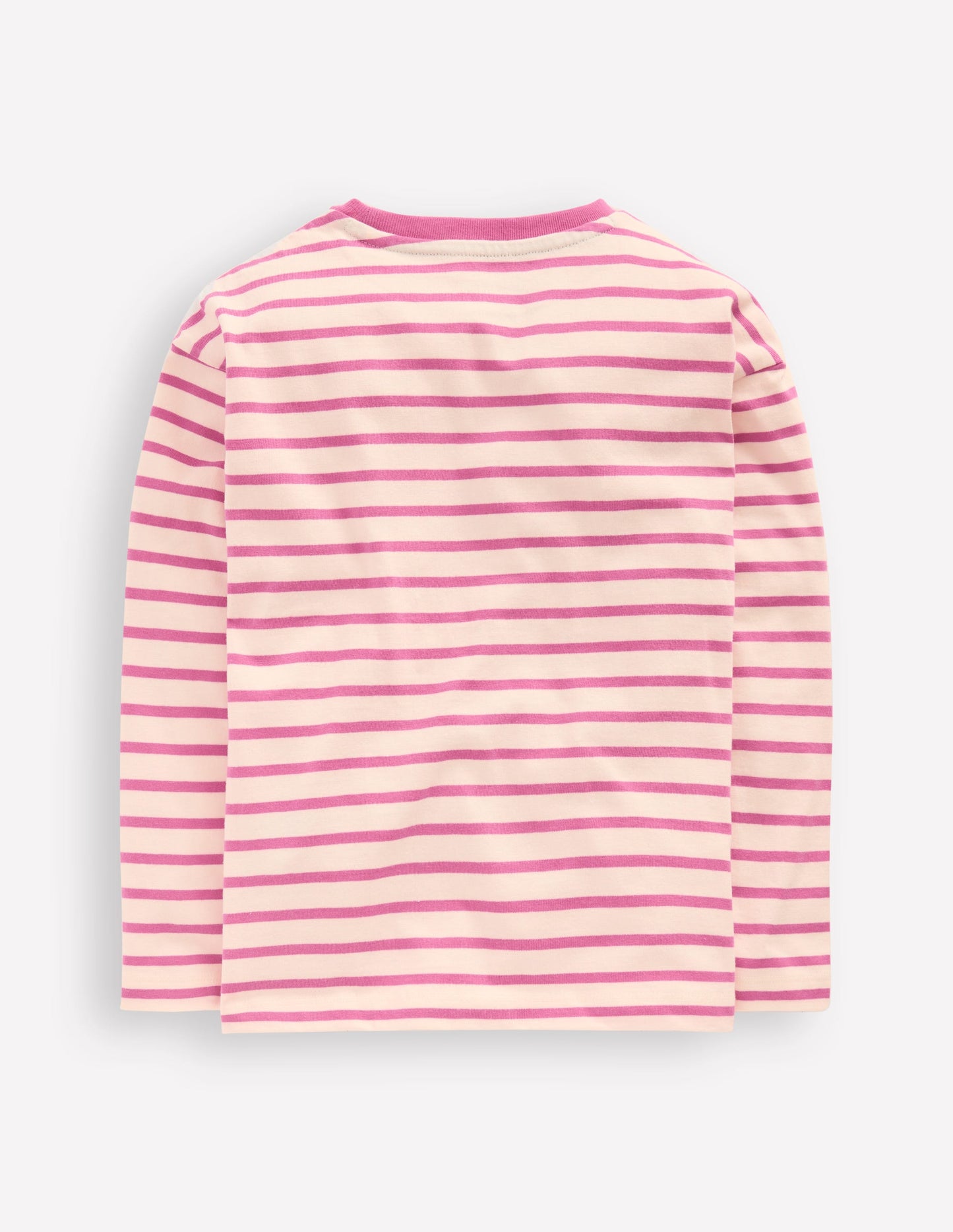 Langärmliges, lockeres Bretonshirt-Pink/Haferbeige Meliert