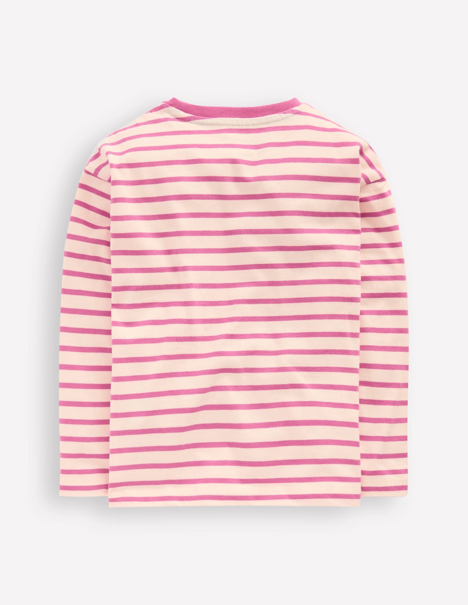 Langärmliges, lockeres Bretonshirt-Pink/Haferbeige Meliert-2