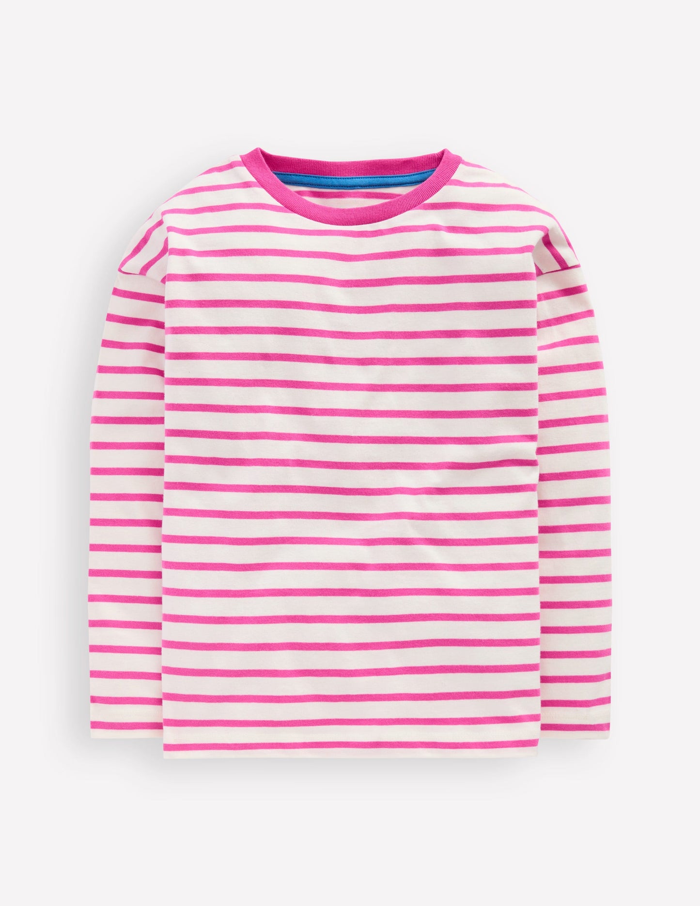 Langärmliges, lockeres Bretonshirt-Rosarot/Naturweiß