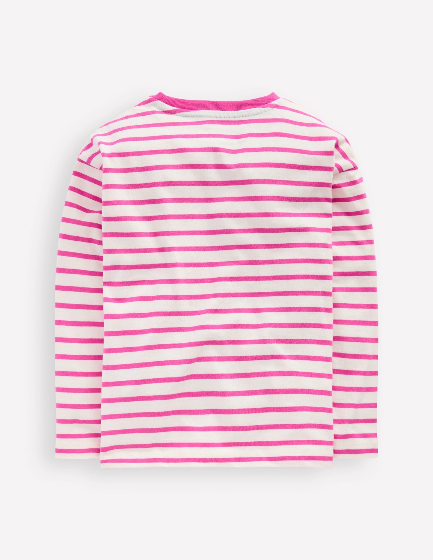 Langärmliges, lockeres Bretonshirt-Rosarot/Naturweiß