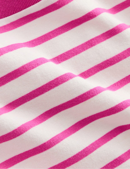 Langärmliges, lockeres Bretonshirt-Rosarot/Naturweiß-3
