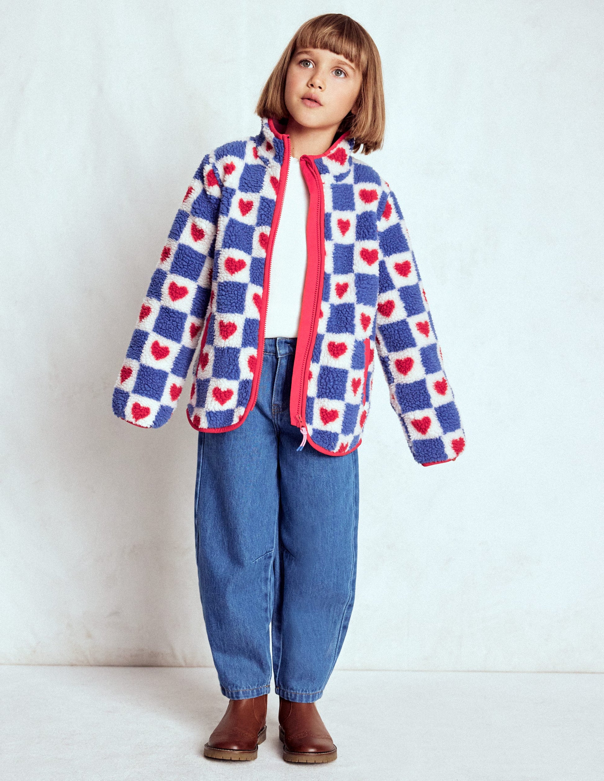 Veste zippée Eden en borg-Motif Heart Stamp bleu-1