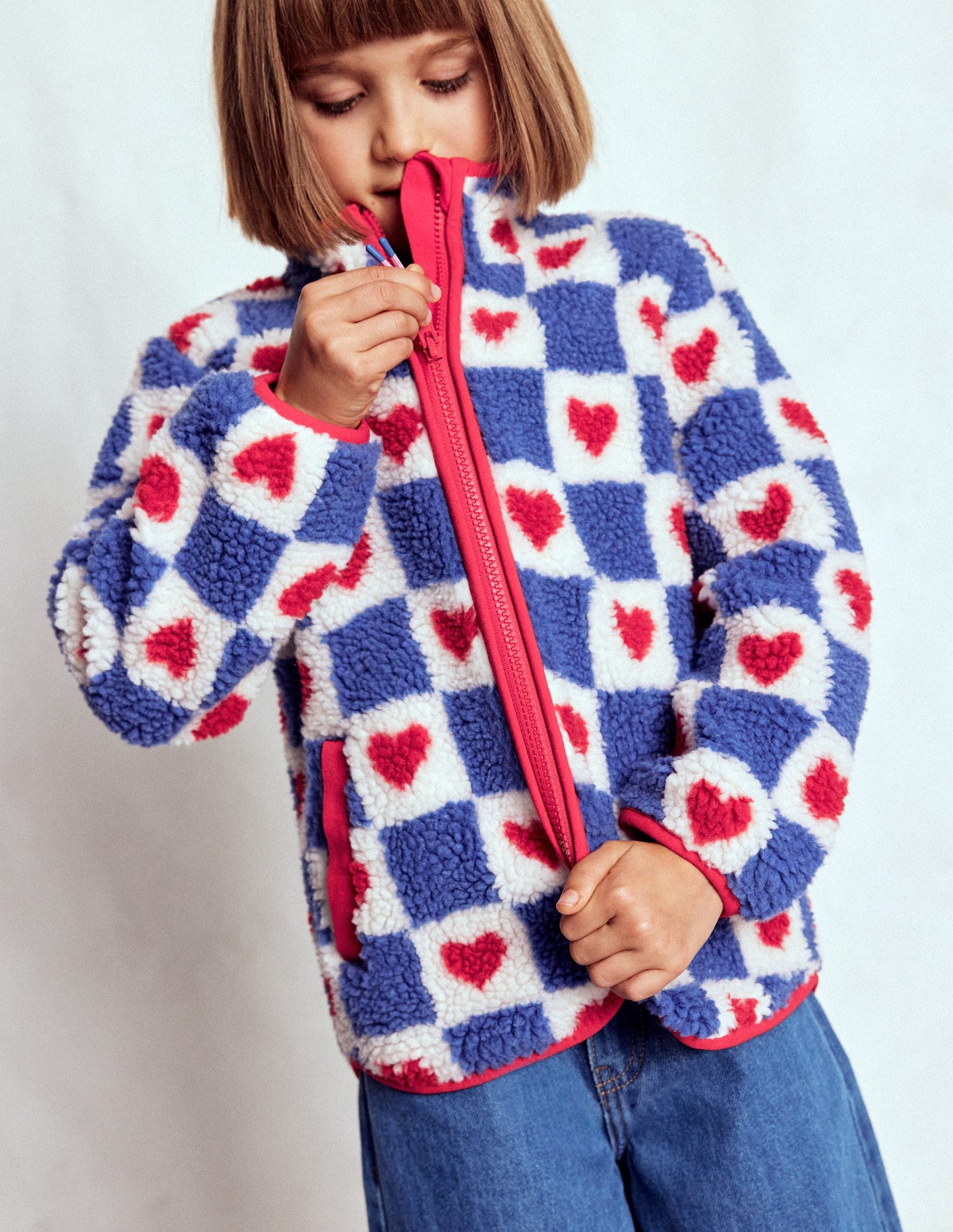 Veste zippée Eden en borg-Motif Heart Stamp bleu