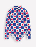 Long-sleeved Swimsuit-Bluejay Heart Stamp