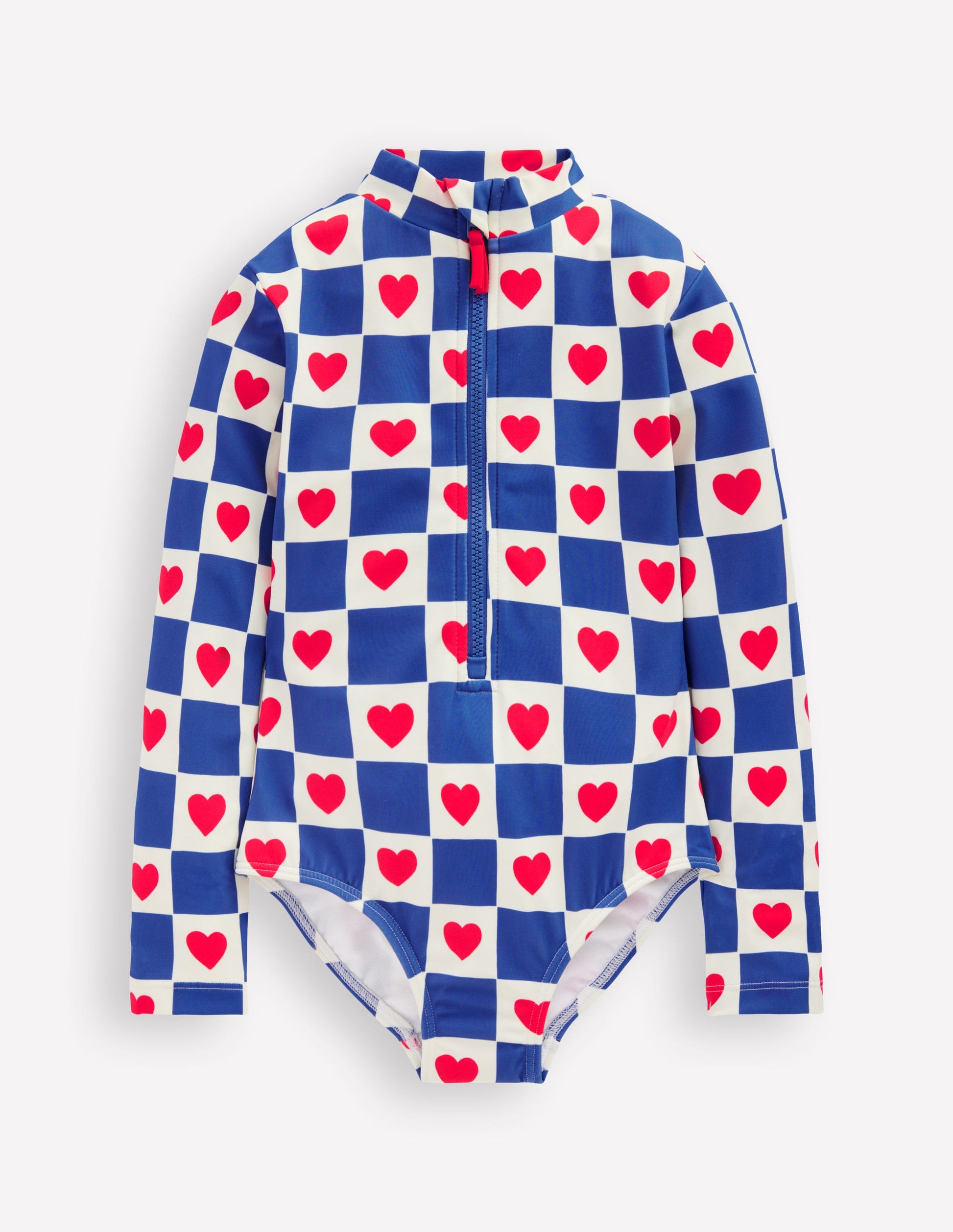 Maillot de bain à manches longues-Motif Heart Stamp geai bleu-1