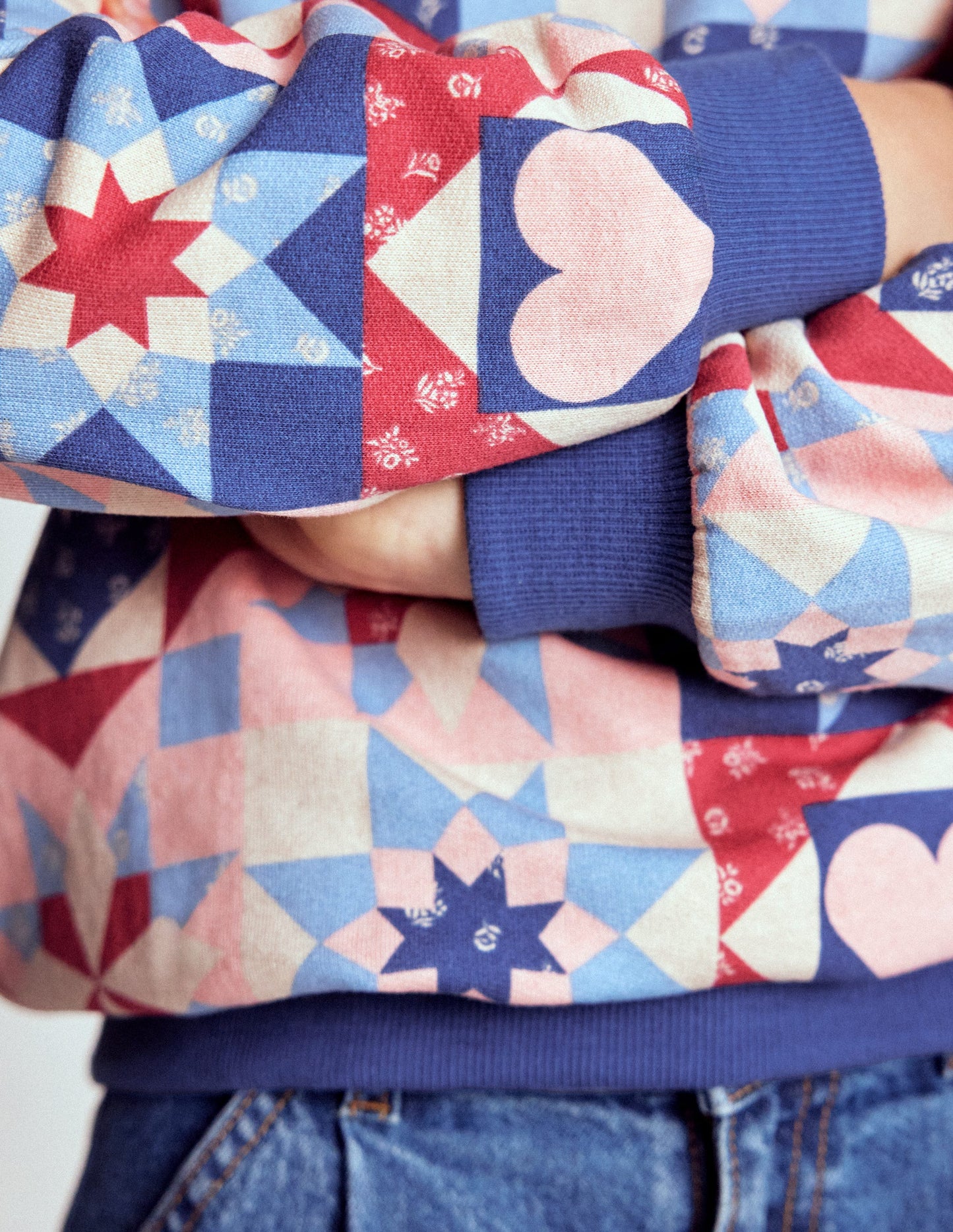 Sweat imprimé-Patchwork bleu d'Alaska