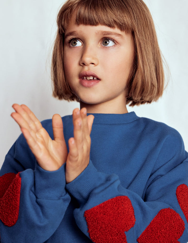 Bobbie Appliqué Sweatshirt-Bluejay Hearts