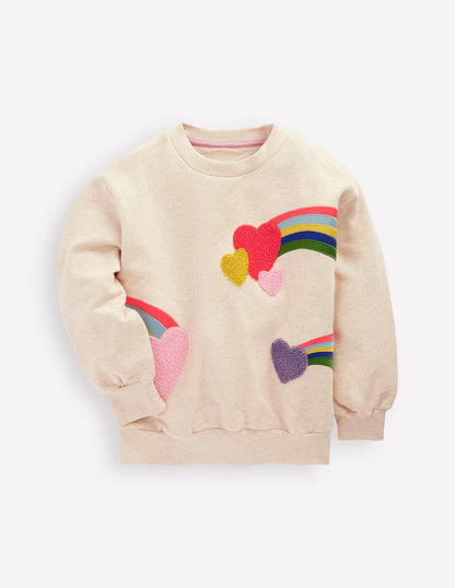 Bobbie Sweatshirt mit Applikation-Naturweiß Regenbogen-2