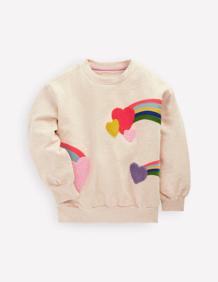 Bobbie Sweatshirt mit Applikation-Naturweiß Regenbogen