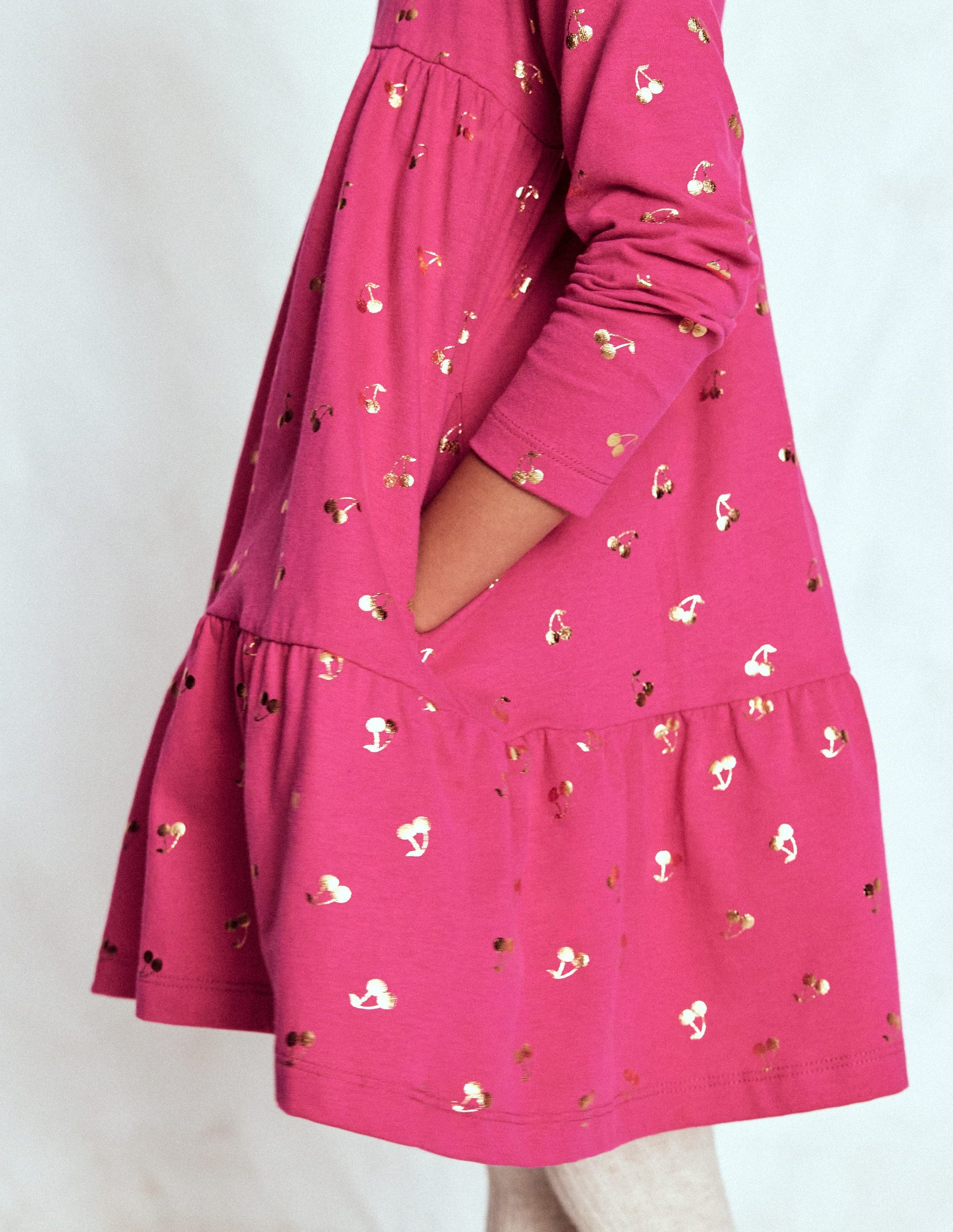 Ariel Long Sleeve Twirly Dress-Cherry Jam Foil Cherries-2