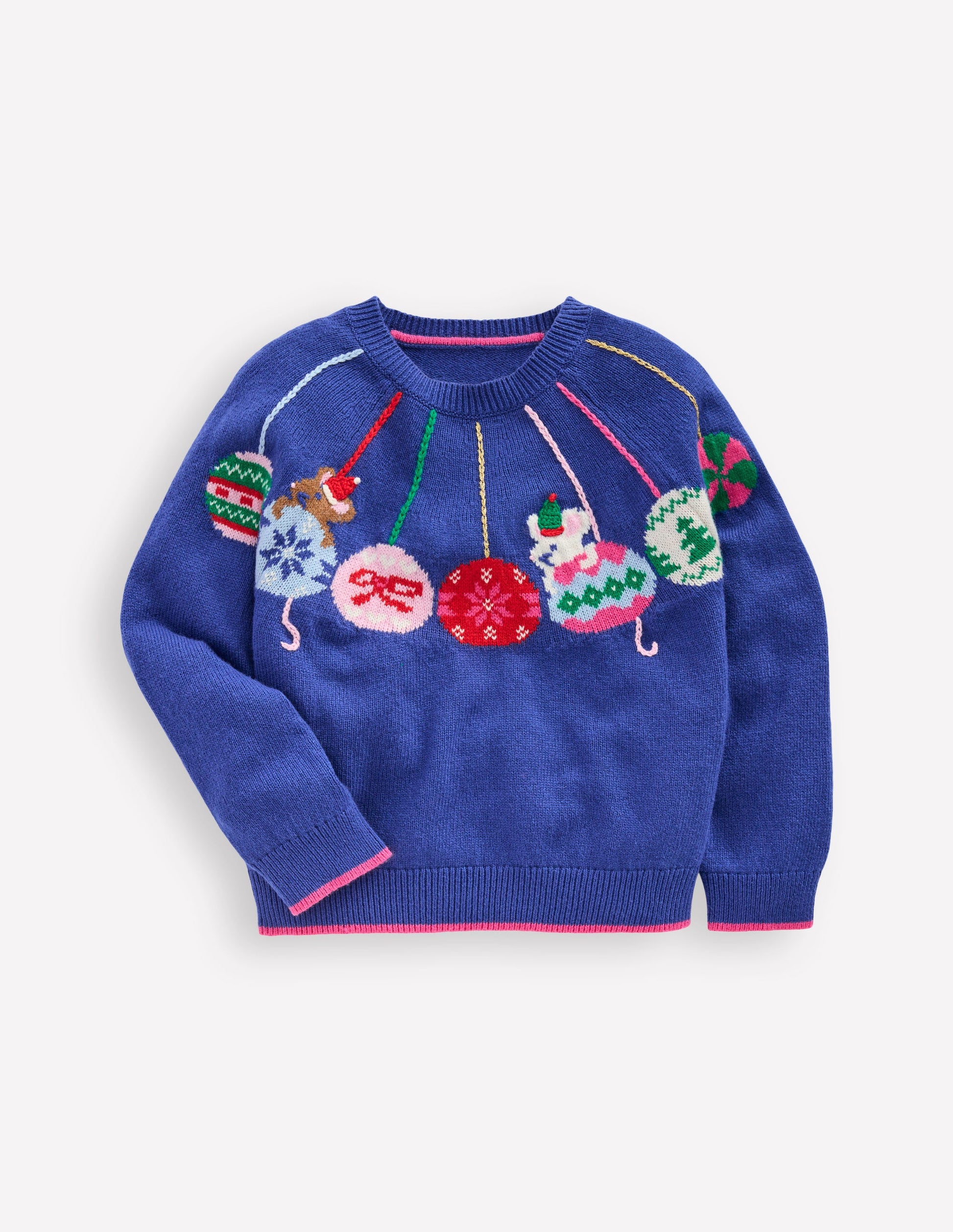 Origineller Pullover mit Logo-Schuluniform-Marineblau Weihnachtskugeln-3