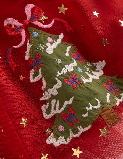 Velours-Tüllkleid mit Applikation-Karminrot Nussknacker-4