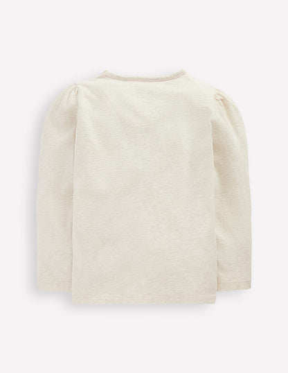 T-shirt à manches bouffantes et appliqué-Cœur à volants-4