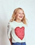 Langarmshirt mit Puffärmeln und Applikation-Rüschen-Herz