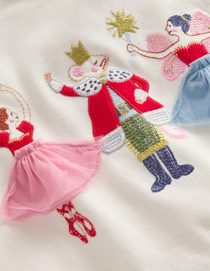 Puff Sleeve Appliqué  T-shirt-Soft Ivory Nutcracker-4