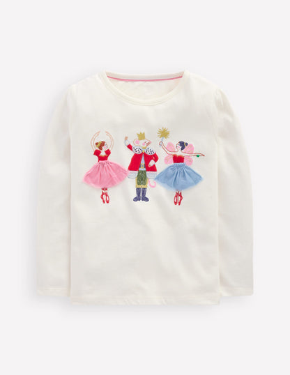 Puff Sleeve Appliqué  T-shirt-Soft Ivory Nutcracker-2