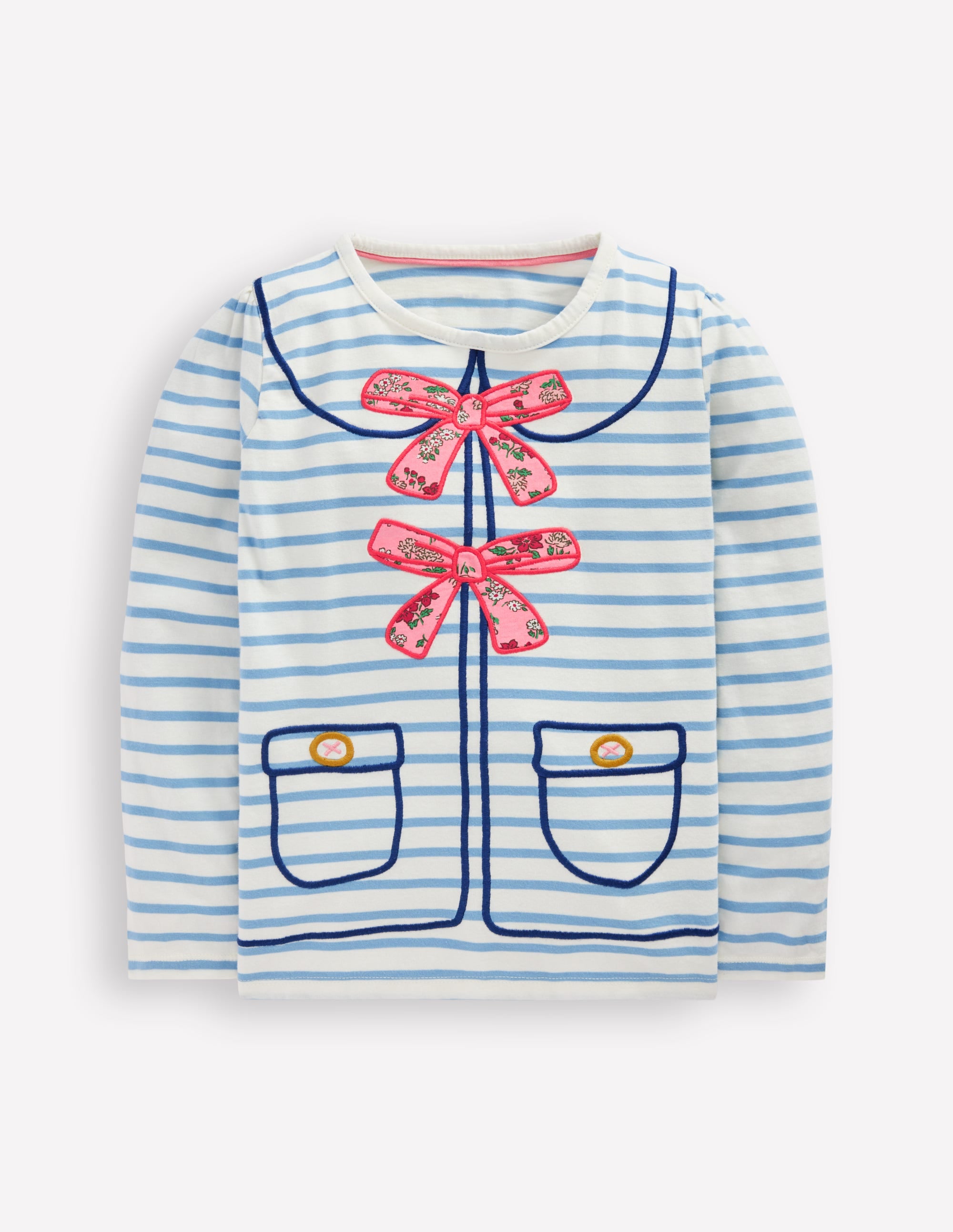 Langarmshirt mit Puffärmeln und Applikation-Sanftes Naturweiß/Gletscherblau - Image 3