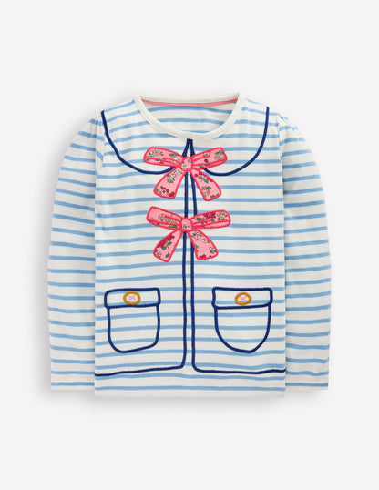 Langarmshirt mit Puffärmeln und Applikation-Sanftes Naturweiß/Gletscherblau-3