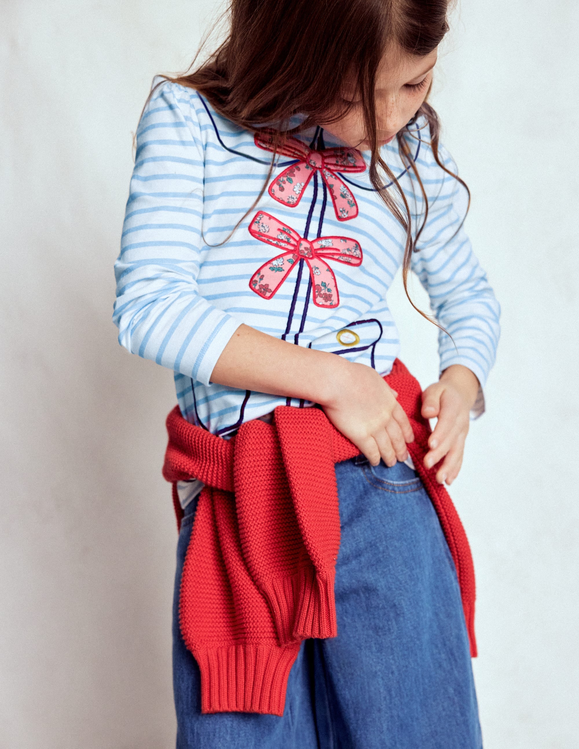 Langarmshirt mit Puffärmeln und Applikation-Sanftes Naturweiß/Gletscherblau - Image 1