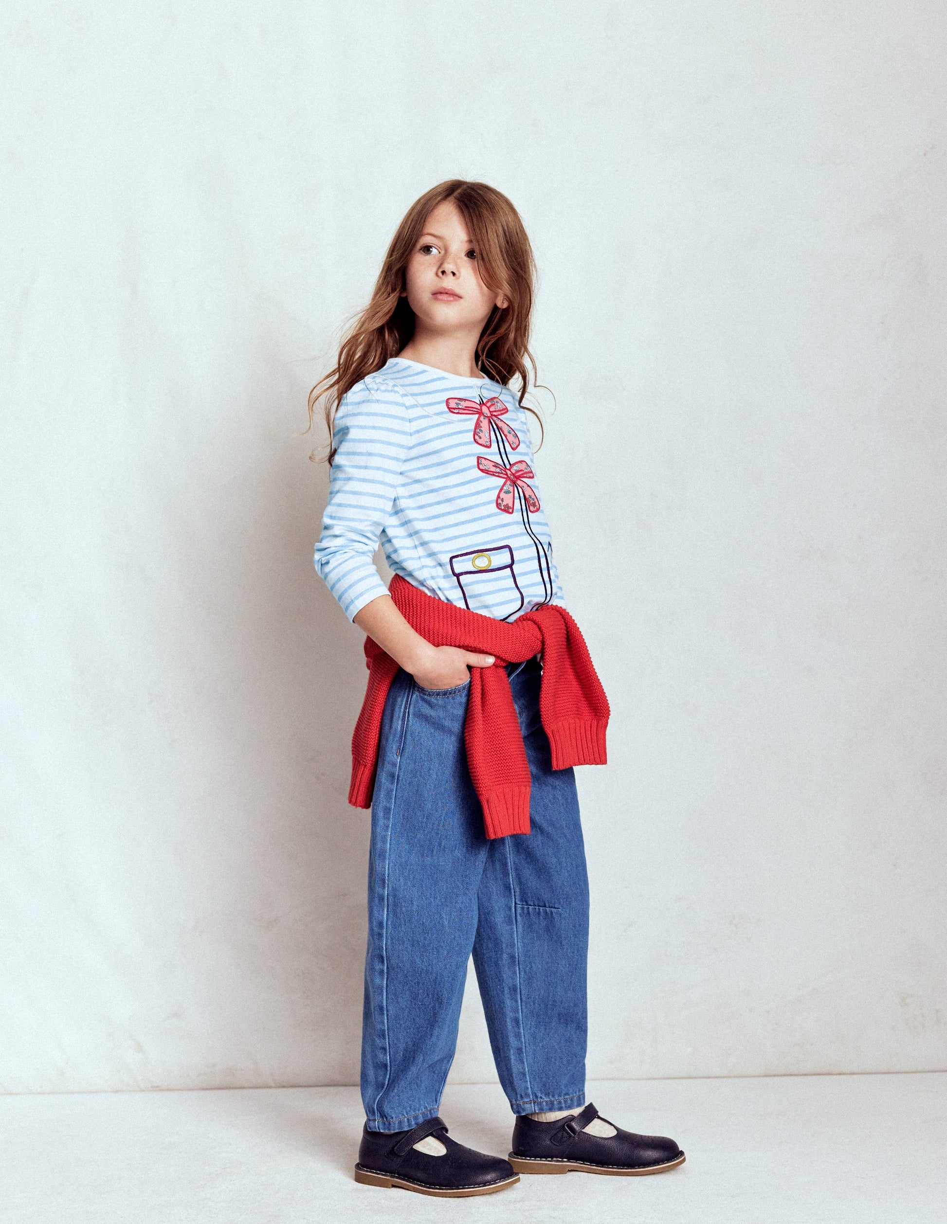 Langarmshirt mit Puffärmeln und Applikation-Sanftes Naturweiß/Gletscherblau-2