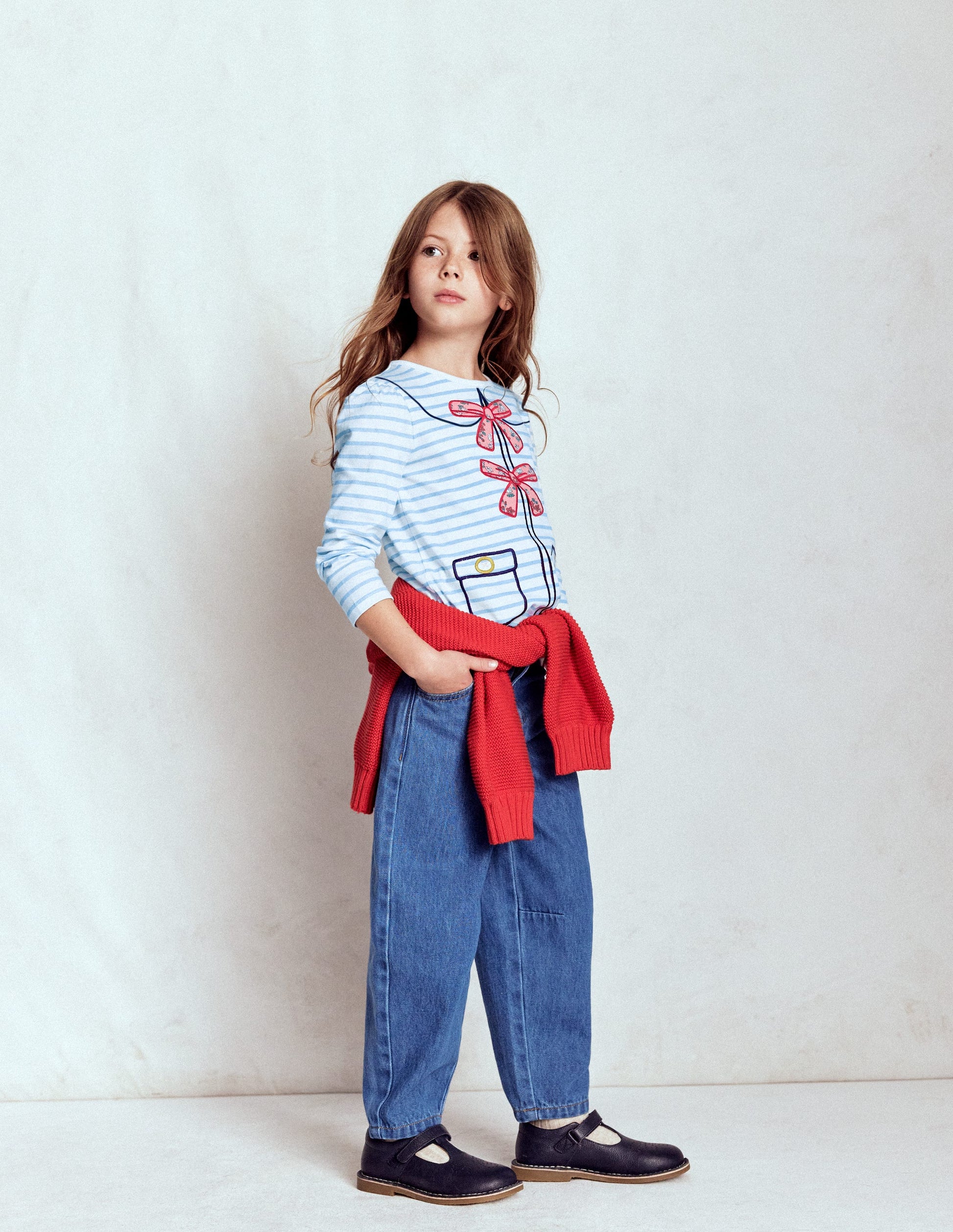 Langarmshirt mit Puffärmeln und Applikation-Sanftes Naturweiß/Gletscherblau-2