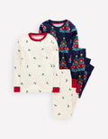 2 pyjamas douillets-Sapins de Noël bleu marine universitaire