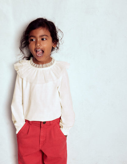 Jerseyoberteil mit Tüll-Sanftes Naturweiß-3