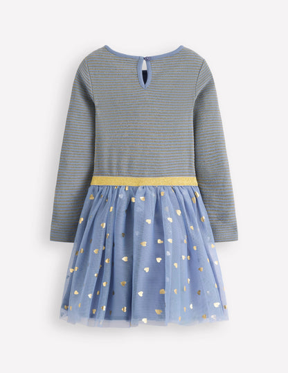 Kleid aus Tüll-Mix zum Herumwirbeln-Elektrisierendes Blau/Gold Konfetti-5