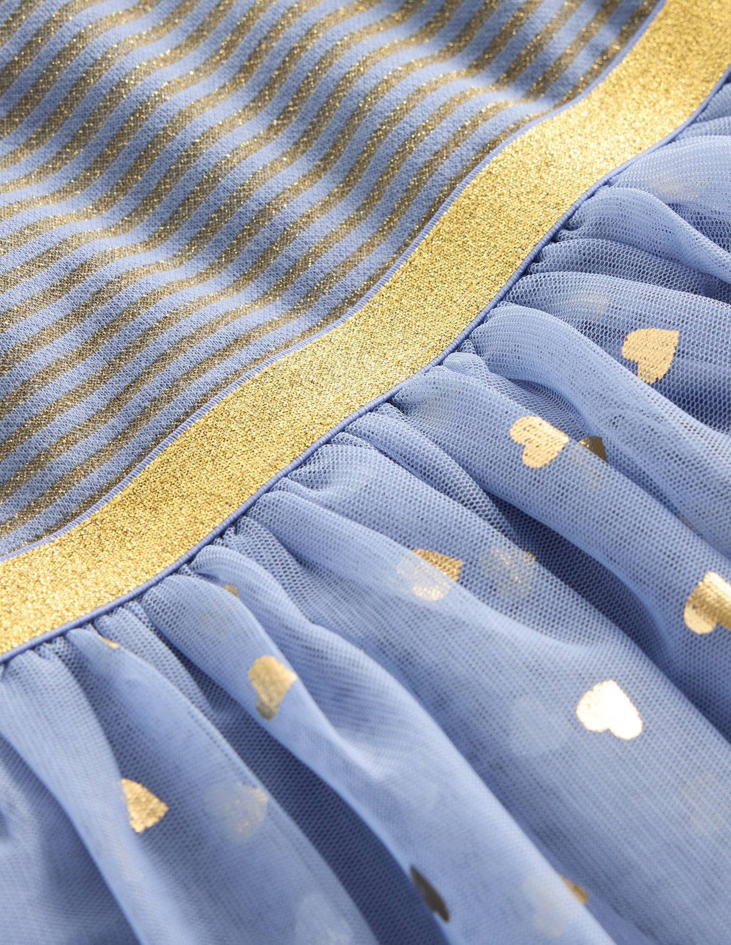 Kleid aus Tüll-Mix zum Herumwirbeln-Elektrisierendes Blau/Gold Konfetti