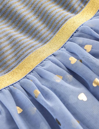 Kleid aus Tüll-Mix zum Herumwirbeln-Elektrisierendes Blau/Gold Konfetti-6