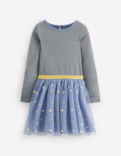 Kleid aus Tüll-Mix zum Herumwirbeln-Elektrisierendes Blau/Gold Konfetti-4