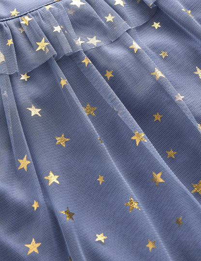 Party-Oberteil aus Tüll-Elektrisierendes Blau Sterne-3