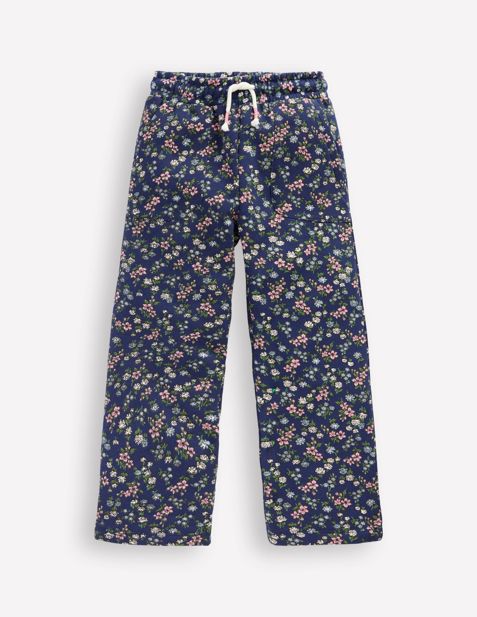 Bedruckte Jogginghose mit weitem Bein-Steuerbordblau Wiese Blumenmuster - Image 1