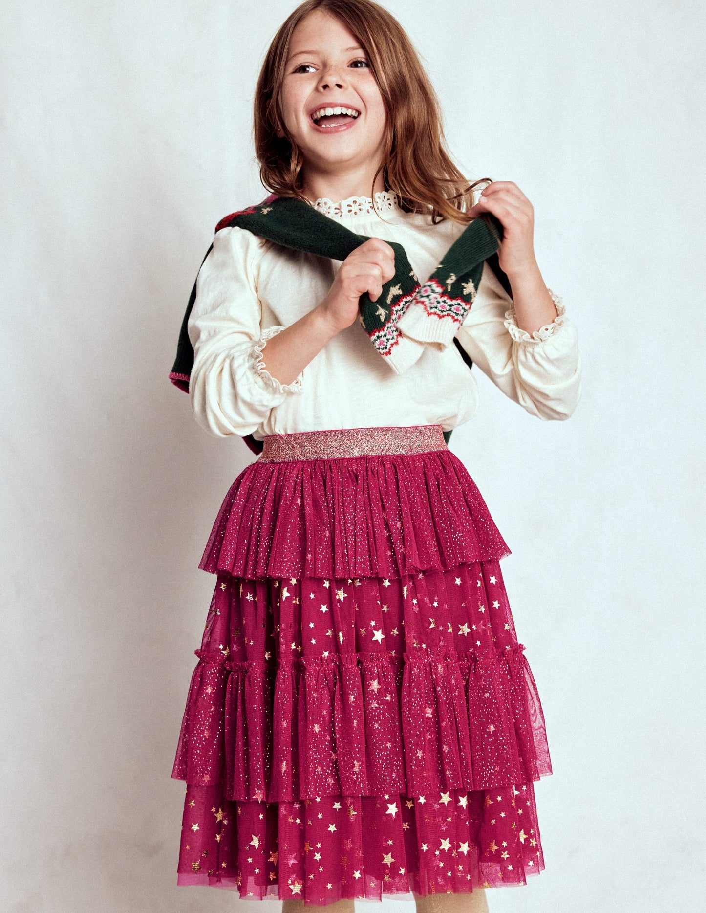 Tüll-Midirock mit Rüschen-Kirschkonfitüre