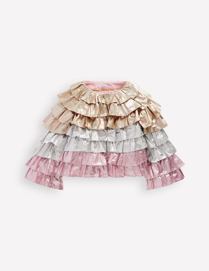 Gestufte Jacke in Metallic-Optik-Metallic Blockfarben